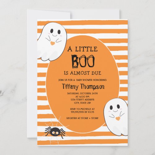 Cute Ghosts A Little Boo Almost Due Baby Shower Invitation