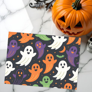 Cute Ghosts and Bats Spooky Halloween Pattern Tissue Paper