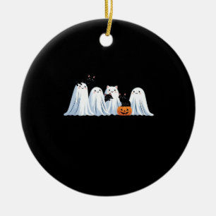 Cute Ghosts and Black Cats Halloween � Spooky Seas Ceramic Ornament