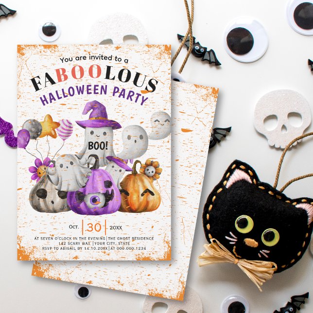 Cute Ghosts and pumpkins BOO Halloween party  Invitation (Creator Uploaded)
