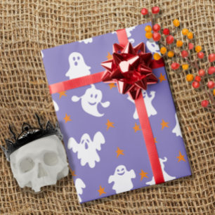 Cute Ghosts and Stars Pattern Halloween Wrapping Paper