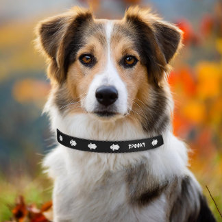 Cute Ghosts Black And White Halloween Spirits Pet Collar