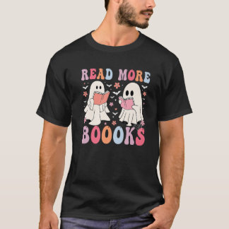 Cute Ghosts Books Read More Boooks Funny Teacher H T-Shirt