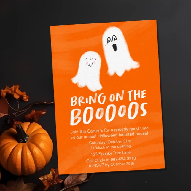 Cute Ghosts "Bring on the Booos" Halloween Invitation (Creator Uploaded)