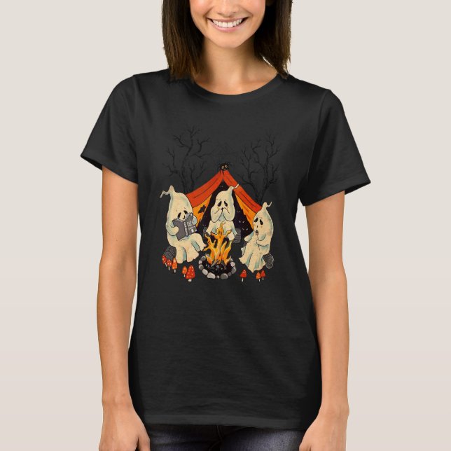 Cute Ghosts Camping  Halloween Ghost T-Shirt (Front)