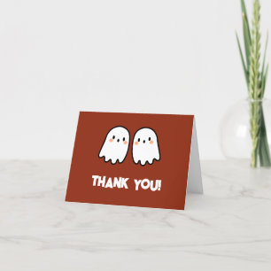 Cute Ghosts Double Trouble Twins Baby Shower Letterpress Thank You Card
