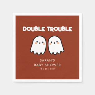 Cute Ghosts Double Trouble Twins Baby Shower Napkins