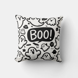 Cute Ghosts Halloween Boo Design Throw Pillow