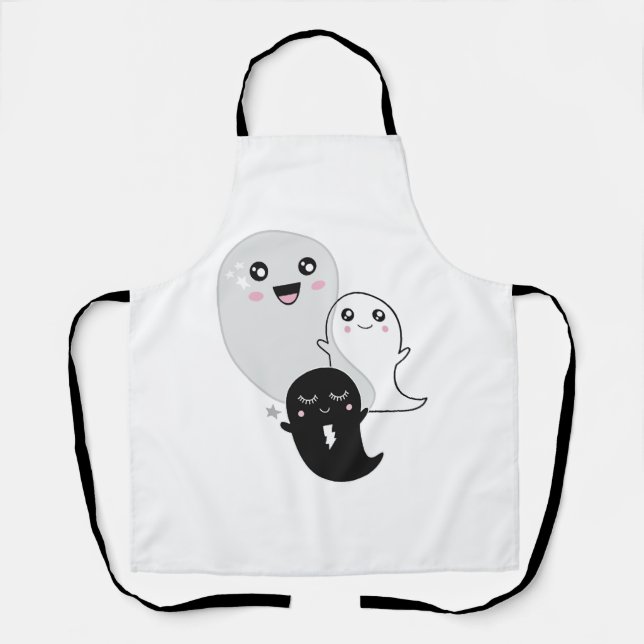 cute ghosts halloween kawaii apron (Front)