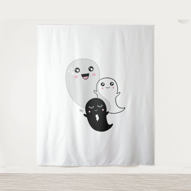 cute ghosts halloween kawaii tapestry (Front)