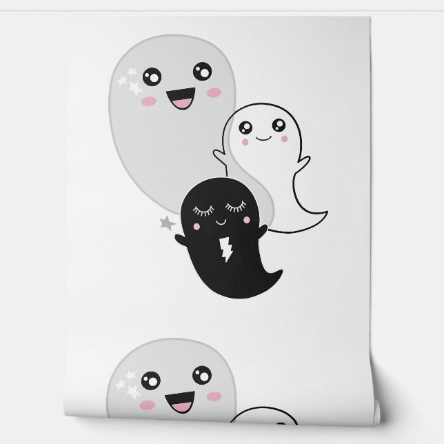 cute ghosts halloween kawaii wallpaper  (Unrolling)