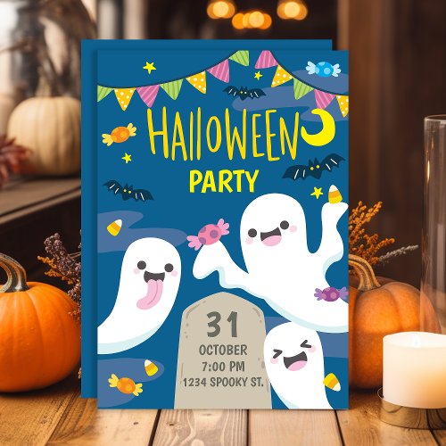 Cute Ghosts Halloween Party Invitation
