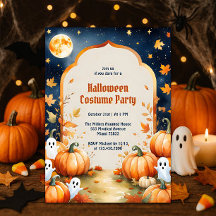 Cute Ghosts Kids Halloween Costume Party Invitation