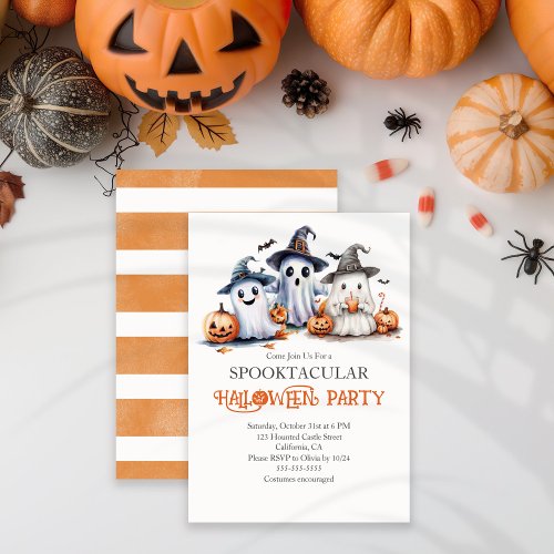 Cute Ghosts Kids Halloween Party Invitation