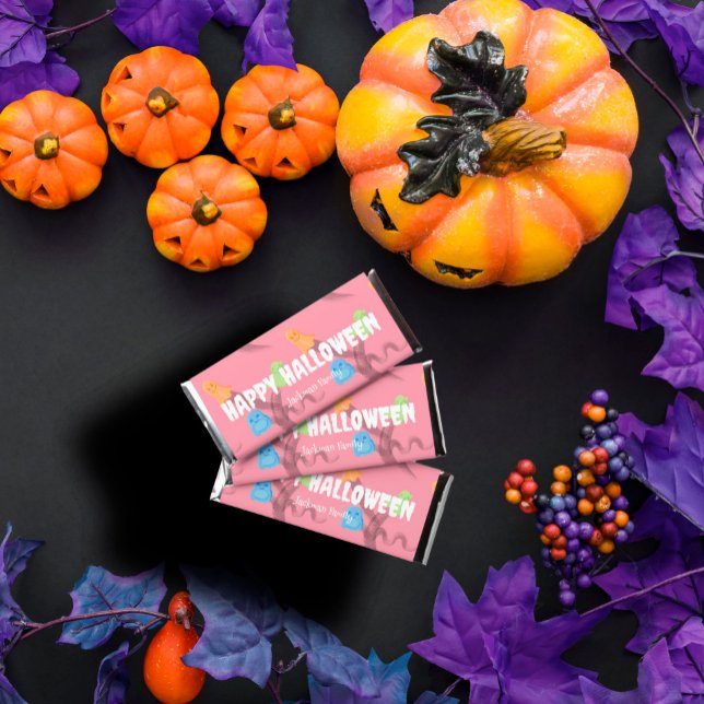 Cute ghosts on pink, customizable Halloween Hershey Bar Favors (Cute ghosts on pink, customizable Halloween Hershey Bar Favors
)
