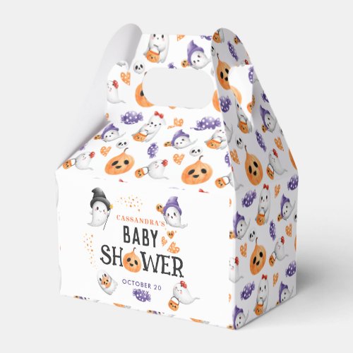 Cute Ghosts Pumpkin Halloween Baby Shower Custom Favor Boxes