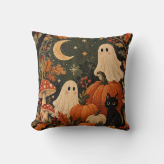 Cute Ghosts & Pumpkins Vintage Halloween Cushion