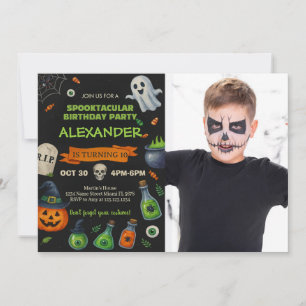 Cute Ghosts & Pumpkins with photo Invitation
