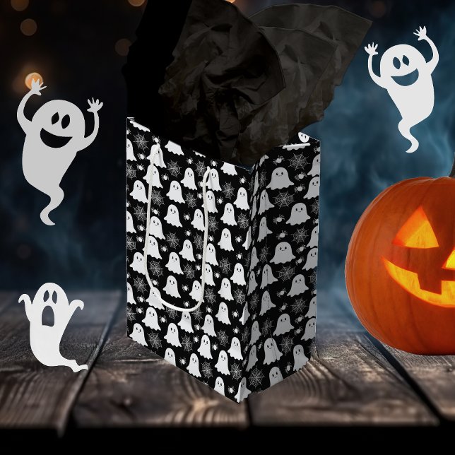 Cute Ghosts | Spiders | Spider Webs Halloween Medium Gift Bag (Cute Ghosts | Spiders | Spider Webs Halloween Gift Bag)