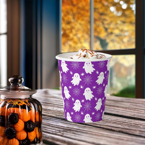 Cute Ghosts  Spiders  Spider Webs Halloween Paper Cups