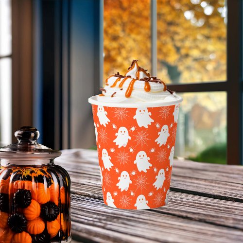 Cute Ghosts  Spiders  Spider Webs Halloween Paper Cups