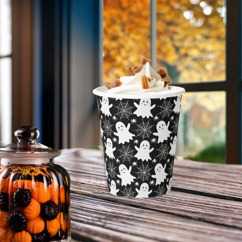 Cute Ghosts  Spiders  Spider Webs Halloween Paper Cups