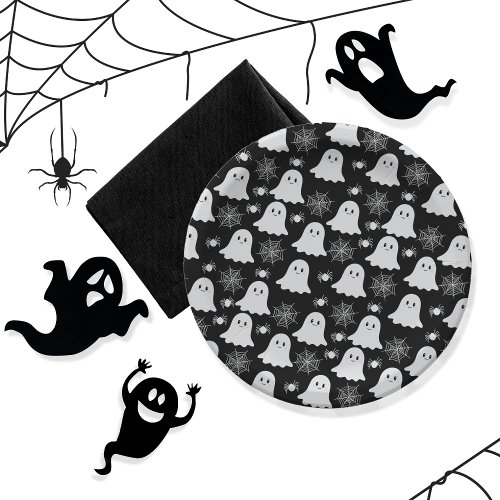 Cute Ghosts  Spiders  Spider Webs Halloween Paper Plates