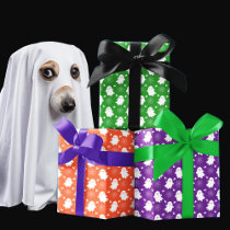 Cute Ghosts | Spiders | Spider Webs Halloween Wrapping Paper Sheets