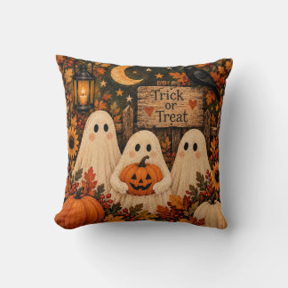 Cute Ghosts Trick or Treat Vintage Cushion