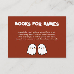 Cute Ghosts Twins Baby Shower Book Request Enclosure Card