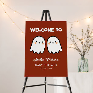Cute Ghosts Twins Baby Shower Welcome Sign
