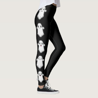 Cute Ghosts With Different Expressions Halloween Leggings