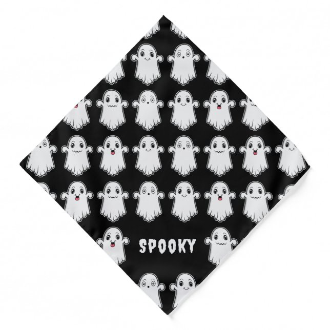 Cute Ghosts With Different Facial Expression Black Bandana (Front)