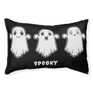 Cute Ghosts With Different Facial Expression Black Pet Bed