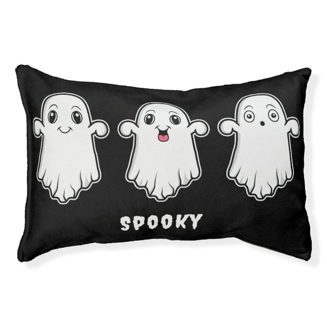 Cute Ghosts With Different Facial Expression Black Pet Bed (Front)