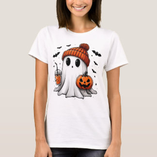 Cute Ghoul Drinking Coffee Halloween Ghoul Ice Cof T-Shirt