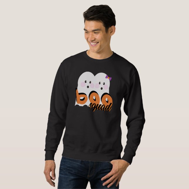 Cute Ghoul Ghost Boo Squad Black Halloween Sweatshirt (Front Full)