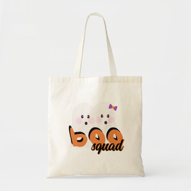 Cute Ghoul Ghost Boo Squad Black Orange Tote Bag (Front)