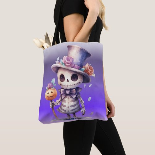 Cute Ghoul in Top Hat and Bow Tie Halloween Tote Bag
