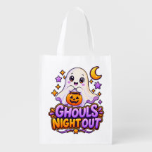 Cute Ghouls Night Out Halloween Canvas Tote Bag