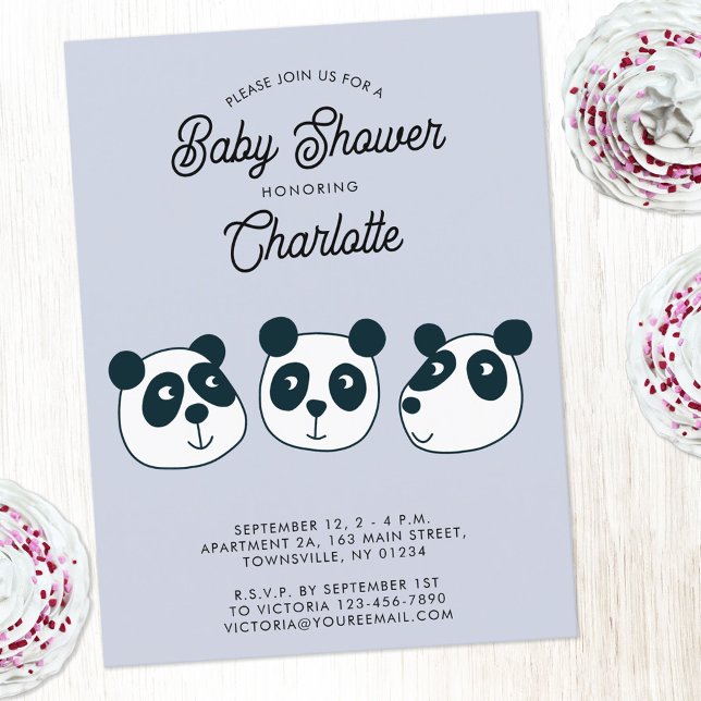 Cute Giant Panda Bear Baby Shower Invitation Postcard (Cute Panda Bear baby shower invitation postcard)