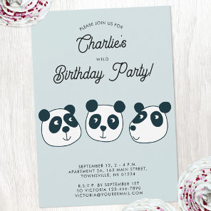 Cute Giant Panda Bear Birthday Party Invitation