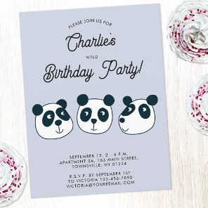 Cute Giant Panda Bear Birthday Party Invitation Postcard