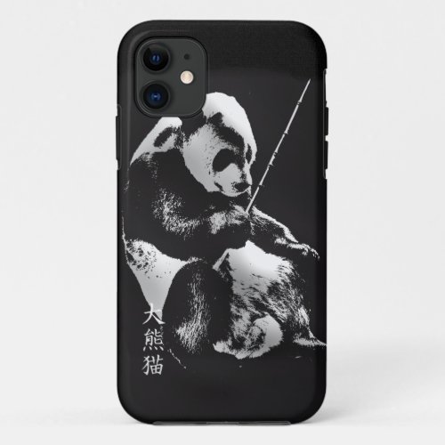 Cute Giant Panda Bear playing with Bamboo Leaves iPhone 11 Case