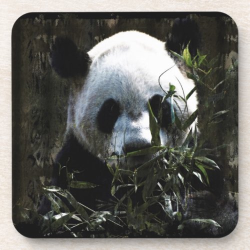 Cute Giant Panda Bear with tasty Bamboo Leaves Coaster