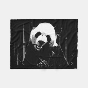 Cute Giant Panda Bear with tasty Bamboo Leaves Fleece Blanket