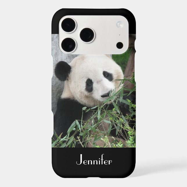 Cute Giant Panda Black Background, Name, Case-Mate iPhone Case (Back)