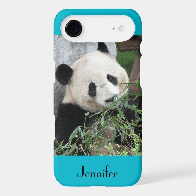 Cute Giant Panda, Blue Background, Name Case-Mate iPhone Case (Back)