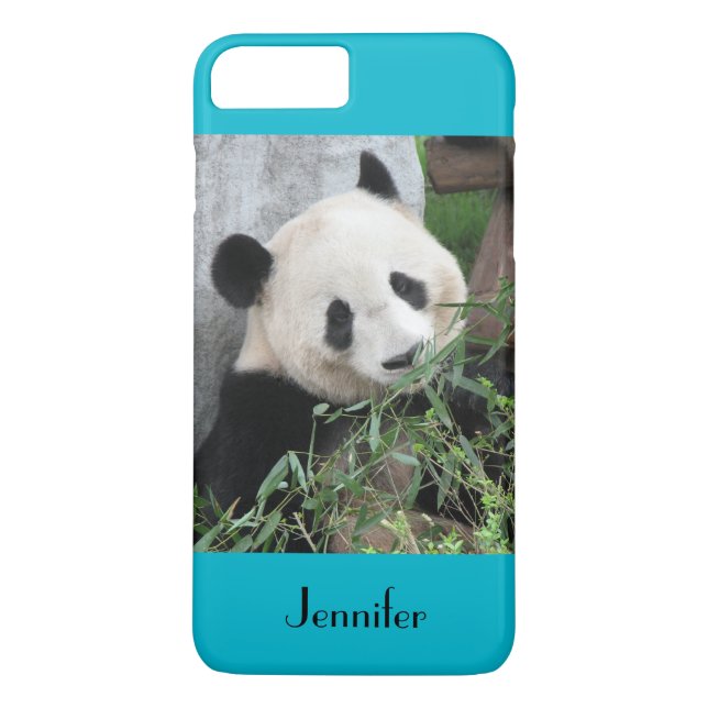 Cute Giant Panda, Blue Background, Name, Case-Mate iPhone Case (Back)
