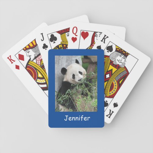 Cute Giant Panda Blue Background  Poker Cards